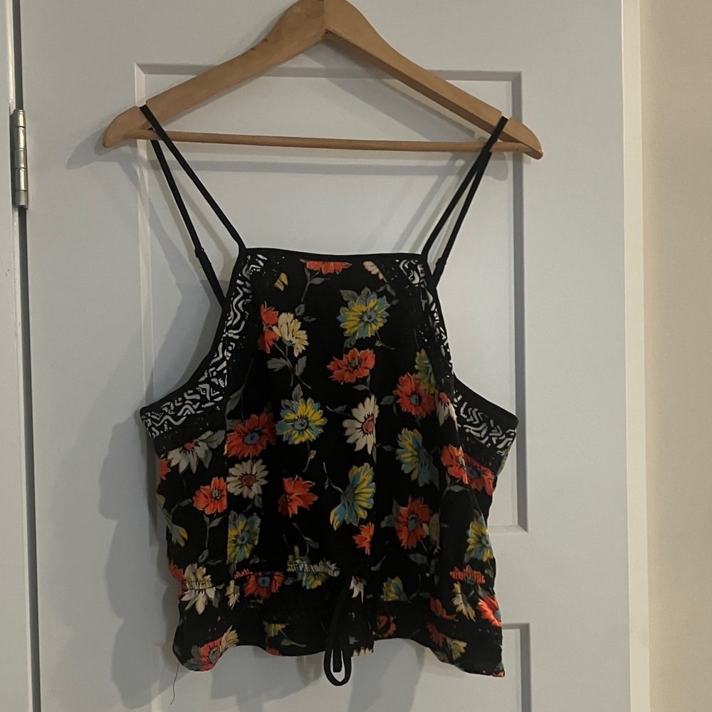 Xhilaration Black Floral Camisole Top